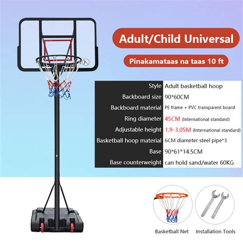 Height Adjustable Basketball Hoop Set For Kids And Teenagers Movable