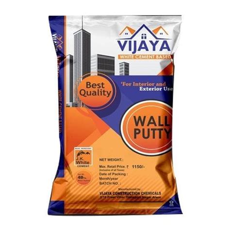 Vijaya White Cement Based Wall Putty Packing Size 40 Kg Rs 1150bag