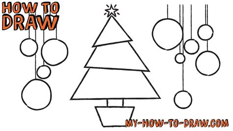 Now start decorating your tree, for this draw ribbons by using curved lines. How to draw a Christmas Tree Card - Easy step-by-step ...