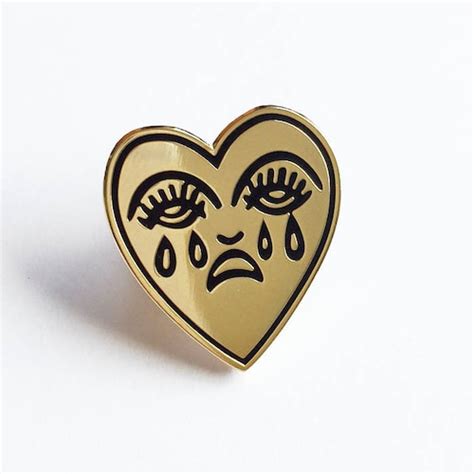 Crying Heart Enamel Pin Badge Lapel Pin Hard Enamel Sad Etsy