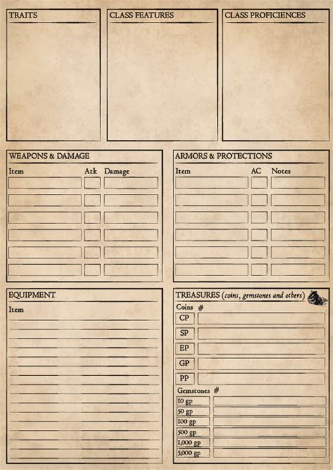Dungeons And Dragons 5e Form Fillable Printable Forms Free Online