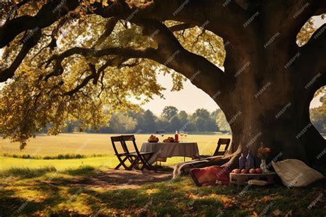 Premium Ai Image Autumn Bliss Discover The Idyllic Picnic Haven