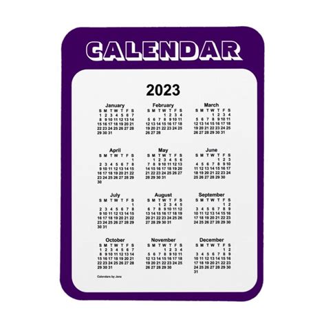2023 Purple Calendar By Janz 3x4 Magnet Zazzle