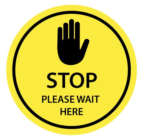 Social Distancing Floor Stickers - STOP Please Wait Here - Red | Blue 