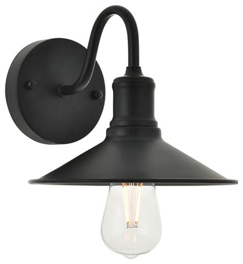 Black Finish 1 Light Wall Sconce Industrial Wall Sconces By