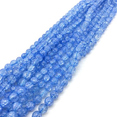 Stoyuan High Quality Natural Blue Cracked Crystal Stone Beads 15 Strand 6 8 10 12 14mm Pick