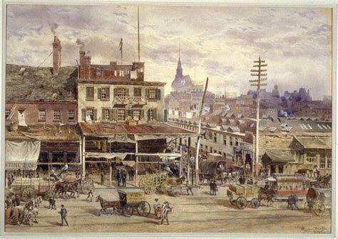 1885 The Old Washington Market Nyc Hughson Hawley Artist Old
