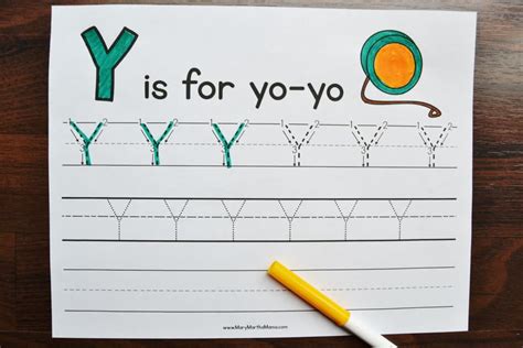 Letter Y Tracing Worksheets – Mary Martha Mama