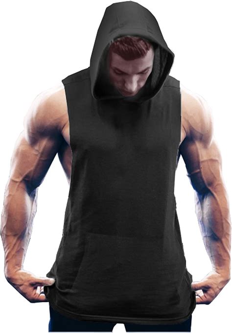 Coofandy Mens Workout Hooded Tank Tops Bodybuilding Muscle Cut Off T