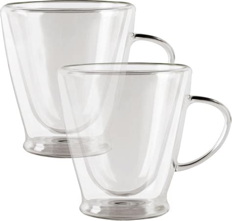 Circleware Thermax Double Wall Insulated Heat Resistant Glass Coffee Mugs With