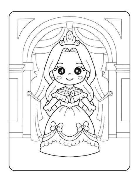 Premium Vector Beautiful Princess In The Castle Coloring Page