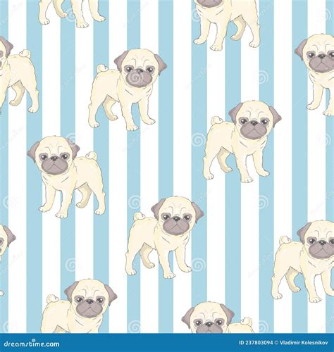 Vector Seamless Pattern With Cute Cartoon Dog Puppies Can Be Used As A