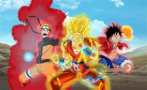 Goku Naruto And Luffy By Nourssj3 On Deviantart