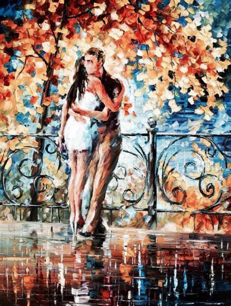 ️ ༻ ༺ Painting By Leonid Afremov Deep Hug Lovers Passion Love Couples Intimacy