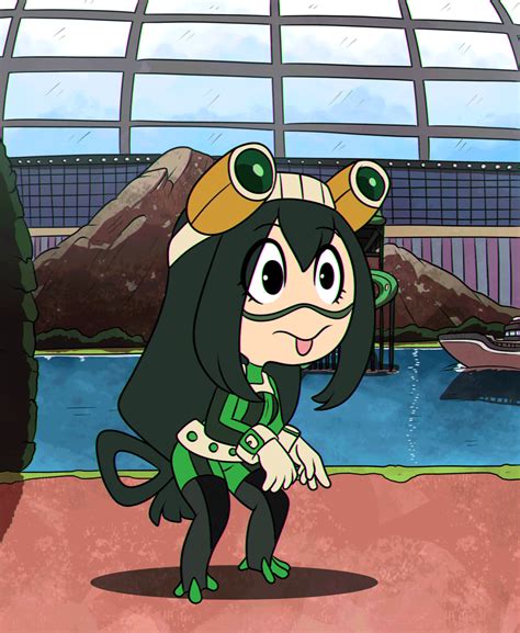 Asui Tsuyu Boku No Hero Academia Animated Animated  10s 1girl Green Hair Solo Image