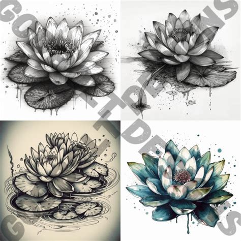 Water Lily Tattoo Drawings