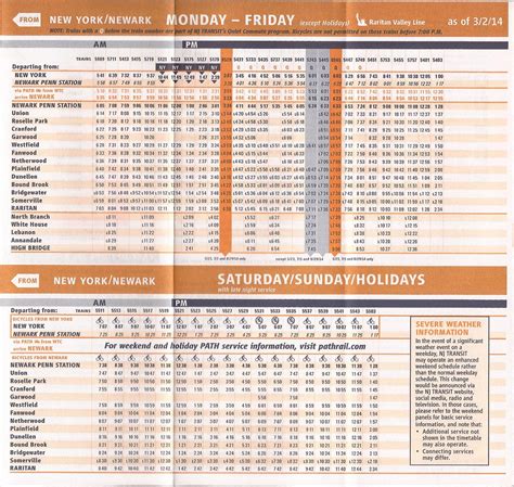 Nj Transit Raritan Valley Line Timetable March 2 2014 Flickr