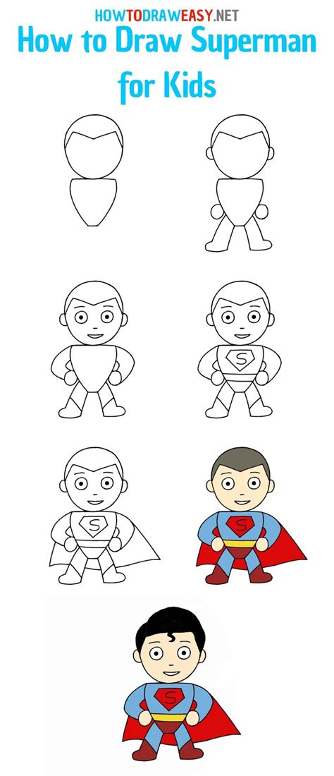 How To Draw Superman For Kids Step By Step Superman Drawing Drawing
