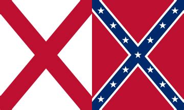 The seal of texas shows six flags, including a version of the confederate flag. Alabama (U.S.)
