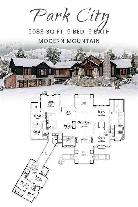1 Story Modern Mountain House Plan Park City In 2021 Modern