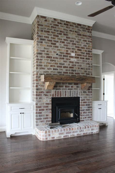 Like This Chunky Mantle Home Fireplace Brick Fireplace Makeover