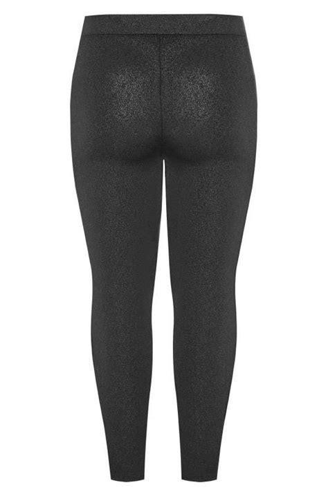 Black And Silver Metallic Sparkle Leggings Yours Clothing