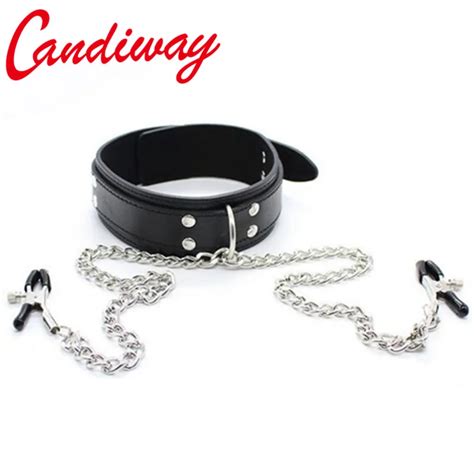 candiway coveted bondage collar with nipple clamps bdsm restraint slave game neck ring for women