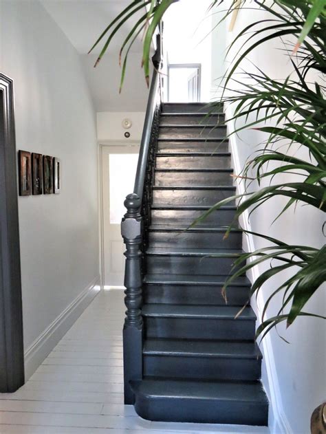 Black Painted Staircase Farrow And Ball Railing Stairs Painted Floors