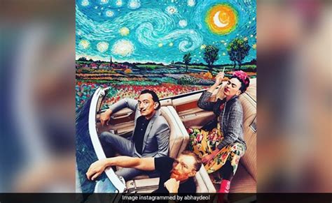 Salvador Dali And Vincent Van Gogh And Frida Kahlo In Car Starry Night