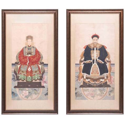Pair Of 19th Century Chinese Ancestral Portraits At 1stdibs