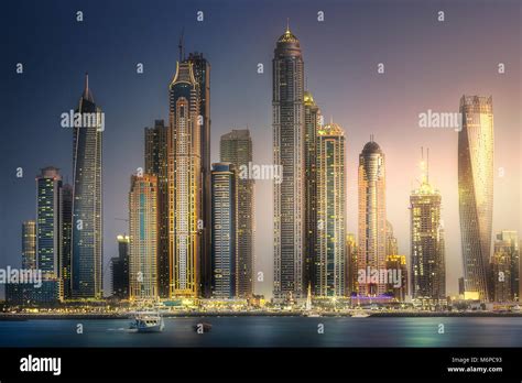 Dubai Marina Bay View From Palm Jumeirah Uae Stock Photo Alamy