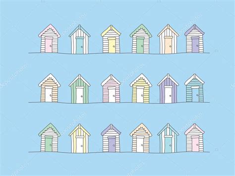 Hand Drawn Beach Huts Stock Vector Image By ©andyfrith 61024011