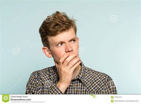 Puzzled Confused Man Thinking Looking Sideways Stock Image Image Of