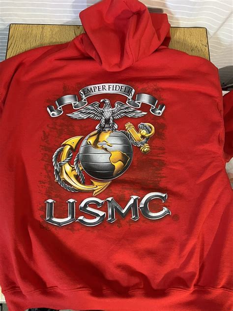 Usmc Semper Fidelis Marine Corps Logo Red Hoodie Swea Gem