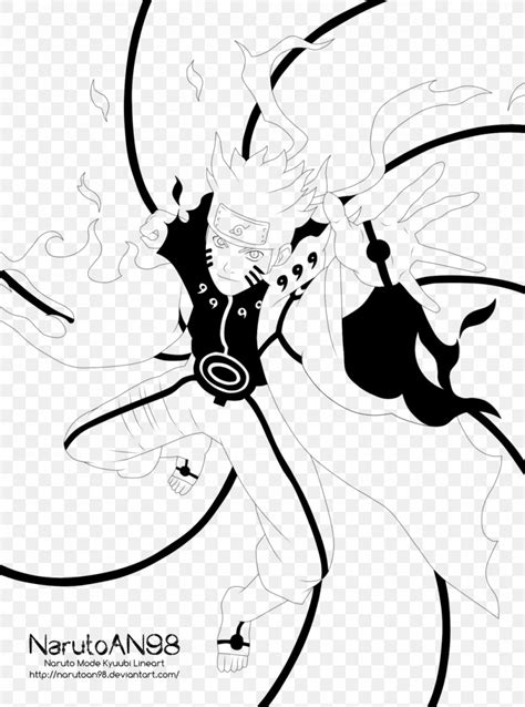 Black And White Naruto Uzumaki Line Art Drawing Kurama Png