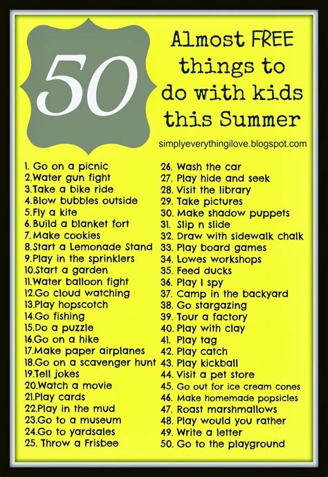 50 Almost Free Things To Do With Kids This Summer Free