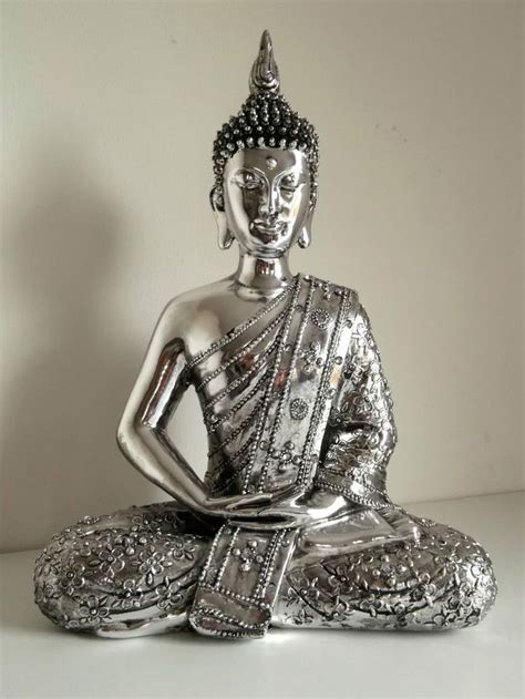 Traditionally, buddha statues are used to symbolize religious values or bring luck to shop the better homes and gardens® online store for buddha statues and other chinese and japanese home decor accessories from some of. Large Silver Sitting THAI BUDDHA Ornament Figure Statue ...
