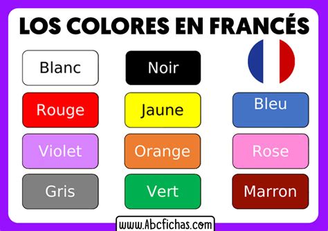 Vocabulario De Los Colores En Francés