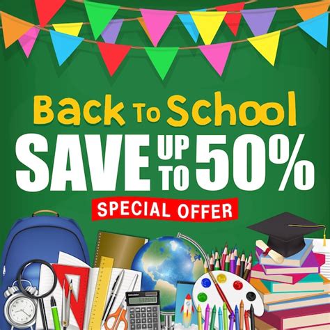 Premium Vector Chalkboard Back To School Sale Promotion Poster