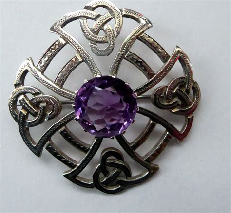 Scottish Silver Brooch Stylish Celtic Design With Large Etsy Vintage Silver Jewelry