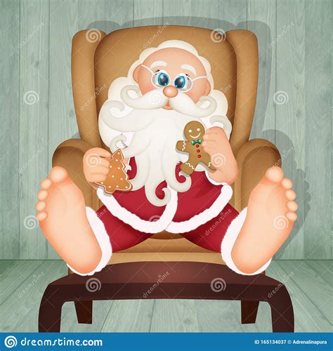 Santa Claus Eats The Cookies Stock Illustration Illustration Of Eats