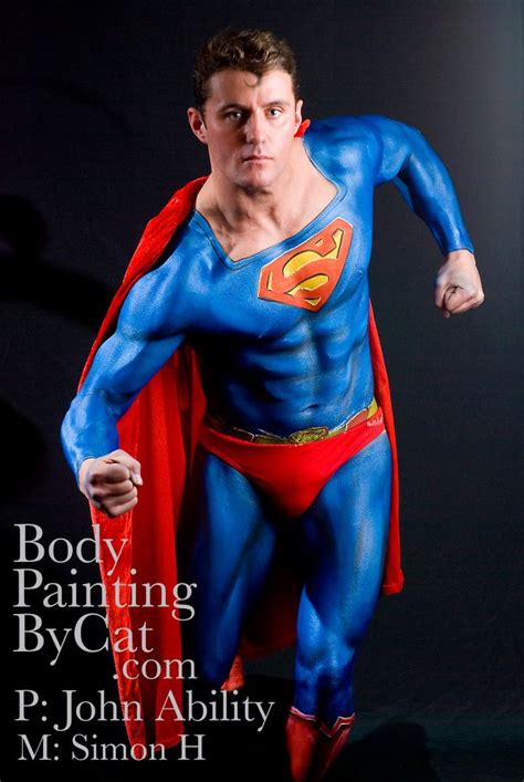Superman Bodypaint By Cat Body Painting Body Painting Men Body Art