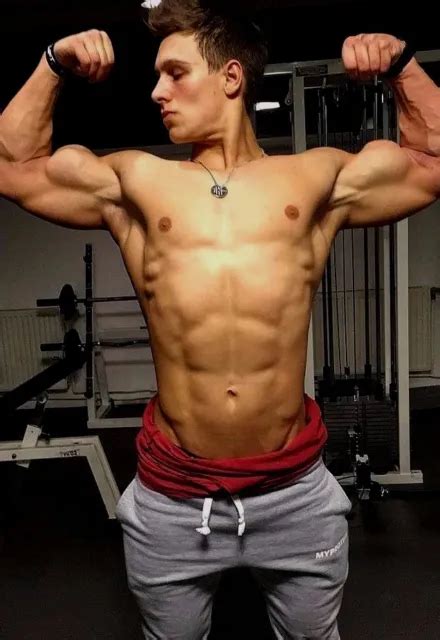 Shirtless Male Muscular Beefcake Hunk Body Builder Biceps Flexing Photo X D Eur