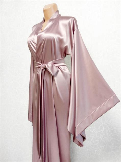 Silk Robe Silk Kimono Robe Bridal Robe Long Silk Robe Plus Etsy Pink