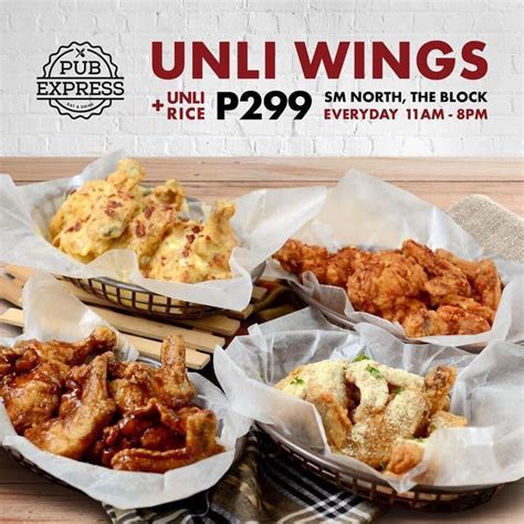 Pub Express UNLI WINGS At SM North The Block For 299 Food