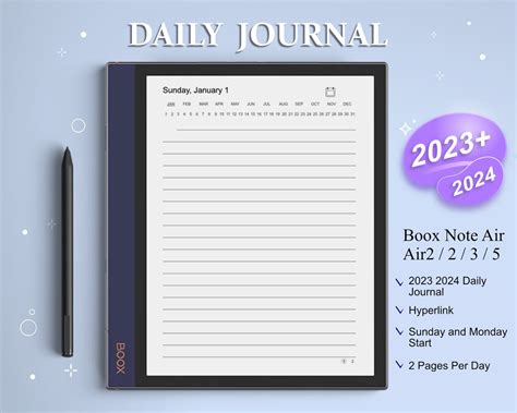Boox Note Templates 2023 2024 Daily Journal Hyperlinked Pdf Etsy