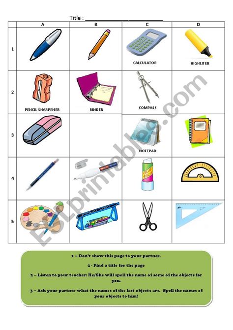 School Things Worksheet For Kindergarten