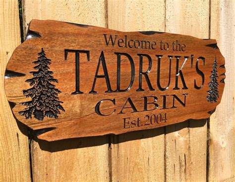 Wooden Carved Sign Spanish Cedar Outdoor Sign Pine Trees