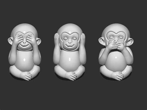 3d Three Wise Monkeys Turbosquid 2042154
