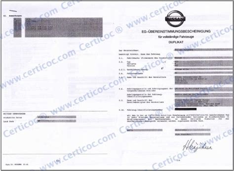 Certificate Of Conformity Coc Nissan Certicoc